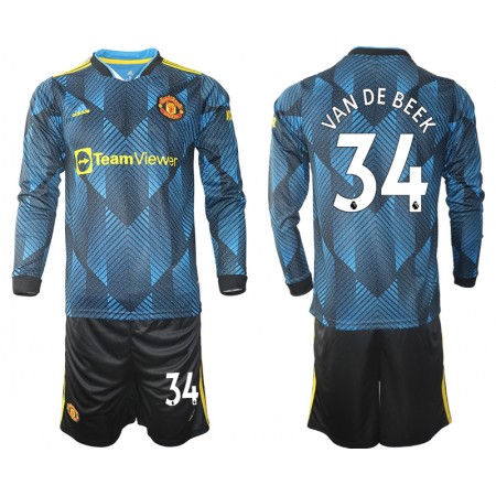 Tenue Manchester United Donny Van De Beek 34 Enfant Troisieme 2021-2022 Maillot de Foot ML